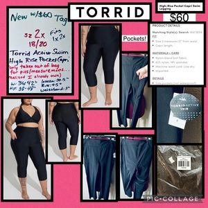 Sz 2x 18/20 fits 1x 2x ⭐️NEW Torrid High Rise Swim Capri Leggings with Pockets